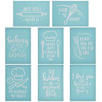 YeulionCraft Self-Adhesive Silk Screen Printing Stencil Kitchen Theme Mesh Transfers for DIY Pillow Fabric Painting Decoration Chalkboards Wood Ceramic, 8PCS