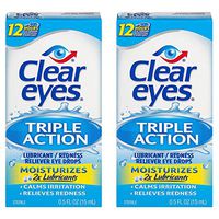 Clear Eyes Triple Action Relief Eye Drops | 0.5-Ounces | 2-Pack