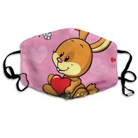 Vtwvg Bunny with Heart Washable Reusable Safety Mask, Stylish Polyester Adolescent Couple Dust-Proof Adjustable Earrings