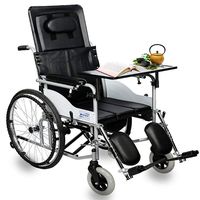LBYMYB Wheelchair Transport Folding Portable Travel Chair Carrying Elderly Disabled Potty Multi-Function Semi-Recumbent Wheelchair