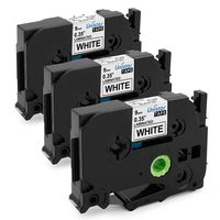 Replace Ptouch TZe Tape Laminated Label Maker Tape Compatible with Brother P Touch Label Tape PTD600 PTD400AD PT-D210 PT-1290, 9mm 0.35 Inch 26.2 Feet, Black on White, 3-Pack, (TZe-221 TZe221)