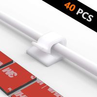 40PCS Cable Clips Wall Wire Clips Holder, Desk Cord Management, Charging USB Cable Organizer for Home, Office and Car (C1N-White-40)