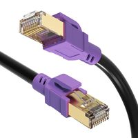 Cat 8 Ethernet Cable 25 ft, JewMod 26AWG Lastest 40Gbps 2000Mhz SFTP Patch Cord, Heavy Duty High Speed Cat8 LAN Network RJ45 Cable- in Wall, Outdoor, Weatherproof Rated for Router, Modem, PC, Gaming