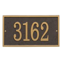 Whitehall Personalized Cast Metal Address Plaque - Custom House Number Sign - Rectangle (11" x 6.25") - Bronze with Gold Numbers