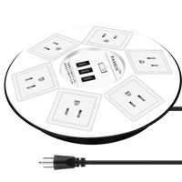 Round Surge Protector Power Strip 6 Outlet and 3 USB Charging Ports 2500W UFO Designed With Overload Protection & Safety Door, Long 6 ft Cord Wire, Idea for Home and Office White