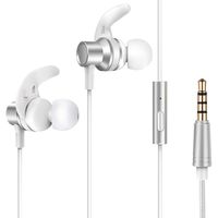 LETSCOM Wired Earbuds with Microphone and Volume Control, Crystal Clear Sound, 3.5mm Jack in-Ear Running Headphones Compatible with Cellphones, MP3 Players and Laptops