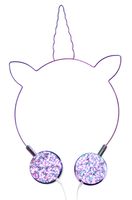 American Jewel Unicorn Headphones - Wire Frame Headset with Volume Control and Microphone - Multicolor Rainbow & Sparkles