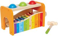 Hape Pound & Tap Bench with Slide Out Xylophone - Award Winning Durable Wooden Musical Pounding Toy for Toddlers, Multifunctional and Bright Colours