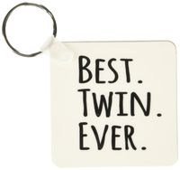 3dRose Best Twin Ever - gifts for twin brothers or sisters - siblings - family and relative - Key Chains, 2.25 x 2.25 inches, set of 2 (kc_151545_1)