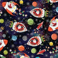 Outer Space Santa Holiday Gift Wrapping Paper Roll - 24" x 15'