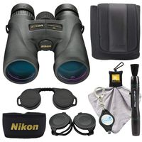 Nikon Monarch 5 12x42 Binoculars (7578) Compact Binocular, Black Bundle with a Nikon Cleaning Cloth, Lens Pen, and Lumintrail Keychain Light