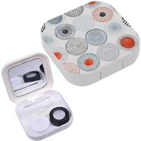 Portable Contact Lens Case Box Travel Kit Mirror + Bottle + Tweezers Container Holder [ Doodle Circles ]
