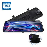 NEWekey Mirror Dash Camera 10 inchs Full Touch Screen Backup Camera Mirror, Streaming Media 1080P HD Front and Rear View Mirror Dash Camera with G-Sensor and Night Vision Waterproof