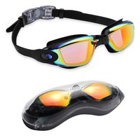 aegend Swim Goggles, Swimming Goggles No Leaking Anti Fog UV Protection Triathlon Swim Goggles with Free Protection Case for Adult Men Women Youth Kids Child, Light Orange