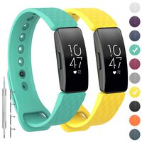 GVFM Compatible with Fitbit Inspire/Inspire HR Bands, Adjustable Soft Silicone Bracelet Accessories Sport Strap for Women Men Wristbands (Large, 2-Yellow and Teal)