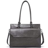 Briefcase for Women Oil Wax Leather Vintage 15.6 Inch Laptop Business Shoulder Bag Gray