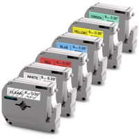 M Tape P-Touch Cartridge 9mm 3/8 Inch M-K121 M-K221 M-K421 M-K521 M-K621 M-K721 Compatible with Brother P Touch Label Maker PT-M95 PT-90 PT-100 PT65 PT-55BM PT-80, 26.2 Feet (8m) 6-Pack