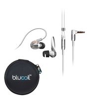 NuForce Hem Dynamic Noise Isolating in-Ear Monitor Earphones Built-in Microphone, in-line Remote (Crystal White) -Includes- Blucoil Portable Headphone Hard Case