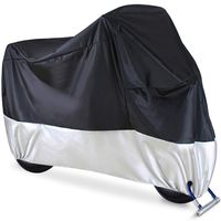 Motorcycle Cover, Ohuhu All Season Waterproof Snowproof Motorbike Covers with Lock Holes, Fits up to 108" Motors Bikes Scooters for Honda, Yamaha, Suzuki, Harley, Kawasaki(XX Large), Black-Silver