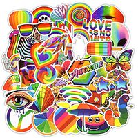 Colorful Rainbow Stickers Pack 50 Pcs Vinyl Decals for Water Bottle Teens Girls Laptop Suitcase Bumper Helmet Ipad Car Luggage...