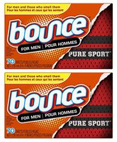 Bounce Pure Sport Dryer Sheets For Men, 70 Count (Pack of 2) Total 140 Sheets