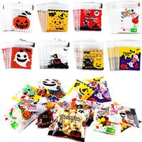 400 Pieces Halloween Candy Bags Christmas Cellophane Treat Bags Self Adhesive Bags Cookie Bags for Halloween Christmas Themed Party Supplies (Style Set 2)