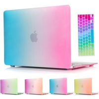 MacBook Air 13-inch Case,Soundmae 2in1 Matte Rubberized Rainbow Colorful Hard Cases Cover + Keyboard Cover For Macbook 13.3" [Fits A1369 / A1466] - Rainbow Blue&Purple