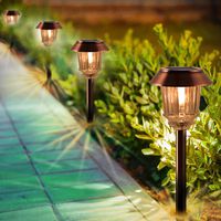 Outdoor Solar Lights- Solar Garden Lights, Pathway Lights Outdoor (4 Pack), IP65 Waterproof Glass Cover, 8-10 Hours Long Lighting Time, 40 Lumens Warm White Light for Garden, Path, Yard and Walkway