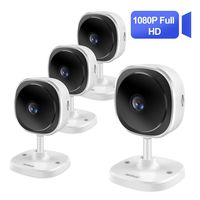 wandwoo Wireless Camera 1080P, 180° Panoramic Camera with Night Vision, Two-Way Audio,Wireless Home Camera Support Motion Detection,Up to 128GB SD Card (4 Pack)
