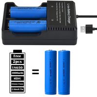 1pcs Battery Charger USB + 2pcs TR 1865O (66mmx18mm 3000mAh Not AA AAA Battery) for Flashight Headlmap Power Tools