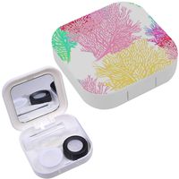 Portable Contact Lens Case Box Travel Kit Mirror + Bottle + Tweezers Container Holder [ Seabed Corals ]