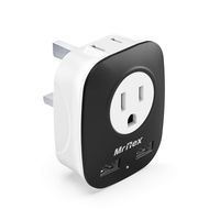 Mr Rex UK Plug Travel Adapter with 2 AC Outlets (3750W) and 2 USB Ports (12W) for USA to British England Scotland London, Hong Kong, Macau, Singapore, Type G Power Adapter for Phone, Laptop, Camera