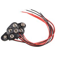 uxcell 5pcs DC 9V Battery Clip T-Type Soft Buckle Connector Lead Wire 15cm Long