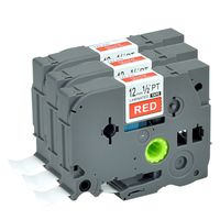 Compatible P Touch Label Tape 3Pack TZ435 TZe 435 TZ TZe White on Red Cartridge Label Orison Self Adhesive 1/2'' Cassette Refills 0.47 inch x 26.2Feet(12mm x8m)