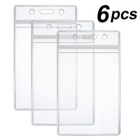 6 Pcs Extra Thick ID Card Badge Holder, Vertical Clear PVC Card Holder with Waterproof Resealable Zip Type