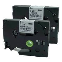 QPMY 2 Pack Compatible for Brother P-Touch Laminated Tze Tz Label Tape Cartridge 6mm x 8m (TZe-115 White on Clear)