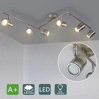 DLLT 6-Light Track Lighting Fixtures Swing Arm, Kitchen Ceiling Spot Light, Flush-Mount Foldable Track Rail Lighting for Living Room, Dining Room, Offices, Bedroom, Picture Wall, Kitchen, Warm Light