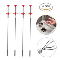 Kaxich Drain Snake, 4pcs Stainless Steel Hair Catcher Clog Remover 23.6 Inch Spring Pipe Dredging Cleaning Tools Drain Relief Sewer Hair Cleaner for Kitchen Sink, Bathroom Tub, Toilet