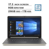 2019 Newest HP Premium Pavilion 17.3 Inch HD Laptop (Intel Quad-Core i7-8550U up to 4GHz, 8GB DDR4 RAM, 256GB SSD (Boot) + 1TB HDD, Intel UHD 620, DVD, WiFi, Bluetooth, HDMI, Windows 10) (Renewed)