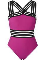 Hilor Women's One Piece Swimwear Front Crossover Swimsuits Hollow Bathing Suits Monokinis Rose Red M/US8-10