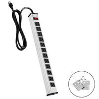 12 outlets Power Strip Offers 15A, 125V Multi-Outlet AC Power, 1875W Maximum Power,Heavy Duty Metal Power Strip with 9.8Ft Cord and Power Switch Control