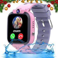 iFunplus Kids Waterproof Smartwatch Phone Girls Boys with GPS Tracker 1.44'' Touch Screen Two Way Call SOS Camera Puzzle Game Love Reward SMS Notification Alarm Clock Gizmo Watch Learning Toys