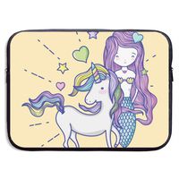 HOODSWOP Unicorn Mermaid Print Waterproof Laptop Sleeve, Laptop Sleeve Bag- Stylish Cute Neoprene Notebook Carrying Case Handbag for 13" 15"