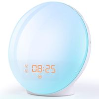 Wake Up Light Alarm Clock - Light Alarm Clock with Sunrise/Sunset Simulation Dual Alarms and Snooze Function, 7 Colors Atmosphere Lamp, 7 Natural Sounds and FM Radio, Ideal for Gift