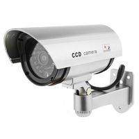 Outdoor Fake , Dummy Security Camera with Blinking Light Camera (Silver)
