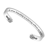 BTYSUN Bracelets for Women Inspirational Gifts for Women Girls Men Motivational Birthday Cuff Bangle Friendship Personalized Mantra Jewelry Come Gift Box (A True Friend is a Journey Without an end)