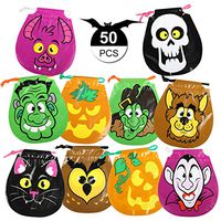 GWHOLE Pack of 50 Halloween Drawstring Treat Bags Goody Bags for Halloween Party Favors,10 Style