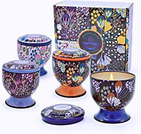 Scented Candles 4 Pack of Candle Gift Sets 100% Natural Soy Wax Candle 4Oz Portable Travel Tin Candle with Base (Lemon,Rose,Lavender,Mint)