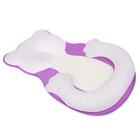 Unisex Infant Support Newborn Lounger Pillow Cute Bear Comfort Newborn Baby Nest Portable Snuggle Bed Mattress Prevent Flat Head Pillow Head Support for 0-6M Newborn Infant Purple