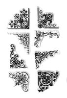 Forever in Time Clear Cling Rubber Stamp Floral Swirl Border Corners Set